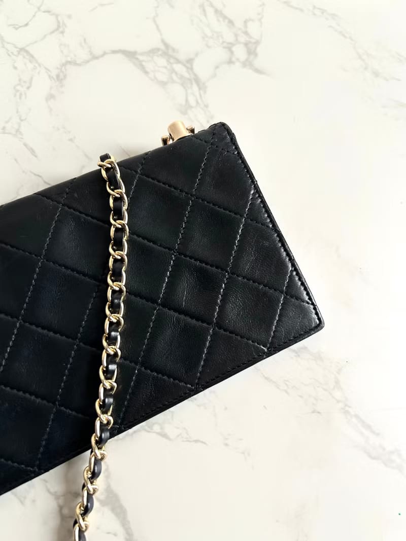 稀有中古二手Chanel黑色長夾錢包/側背包/單肩包/斜背包/手拿袋