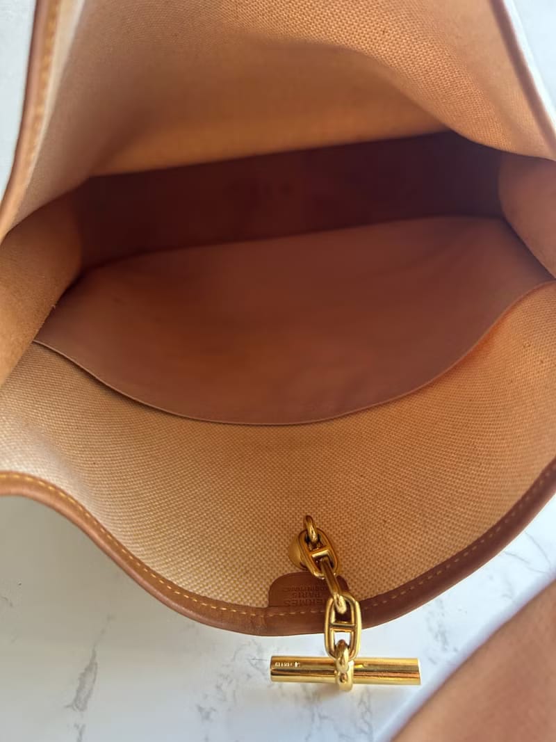 Hermes Vespa PM 帆布拼皮革包/側背包/單肩包