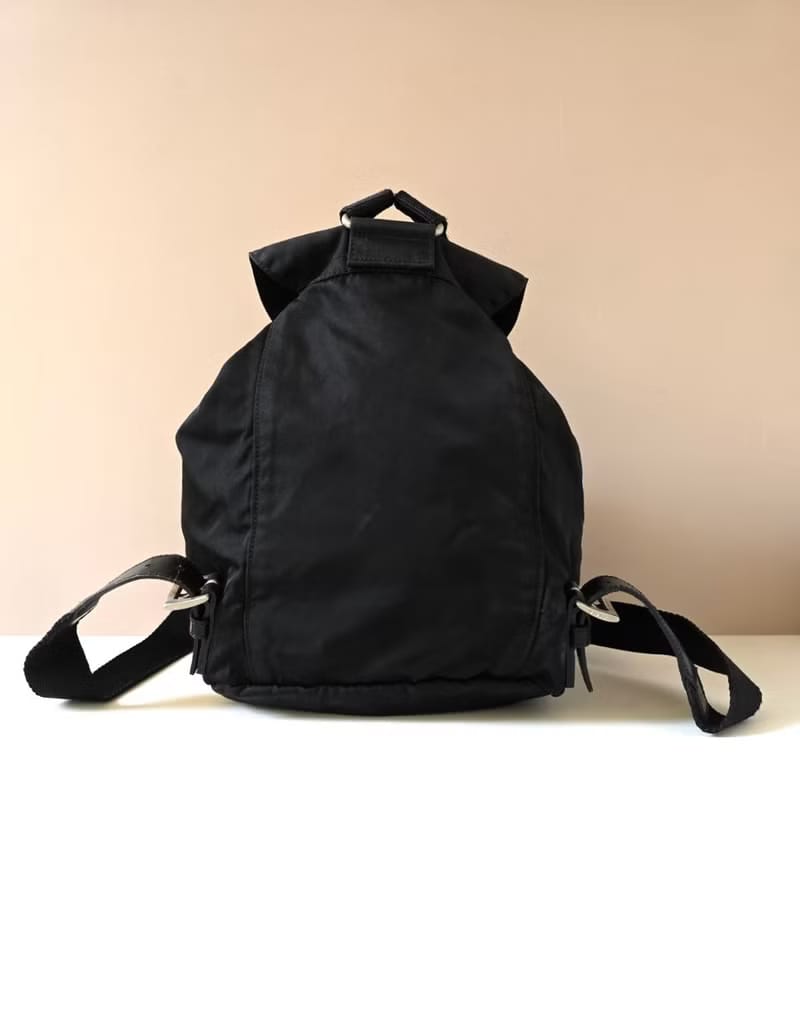 Prada black silver label nylon backpack/backpack/rucksack