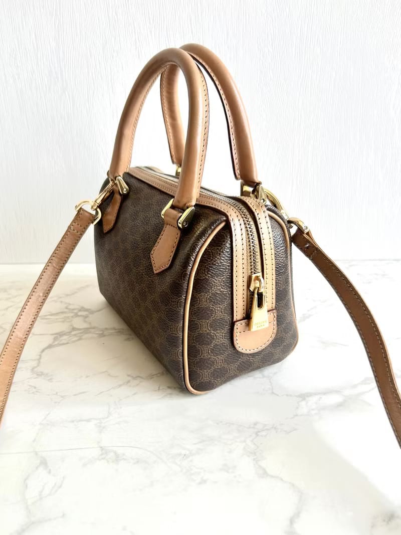 Celine迷你老花波士頓小包/斜背包/側背包/單肩包