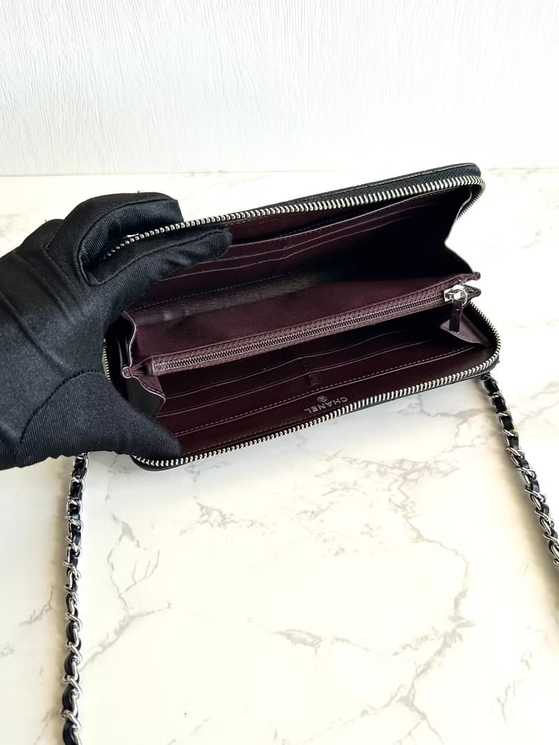 Chanel Black and Silver Caviar WOC Shoulder Bag/Crossbody Bag/Wallet/Single Shoulder Bag