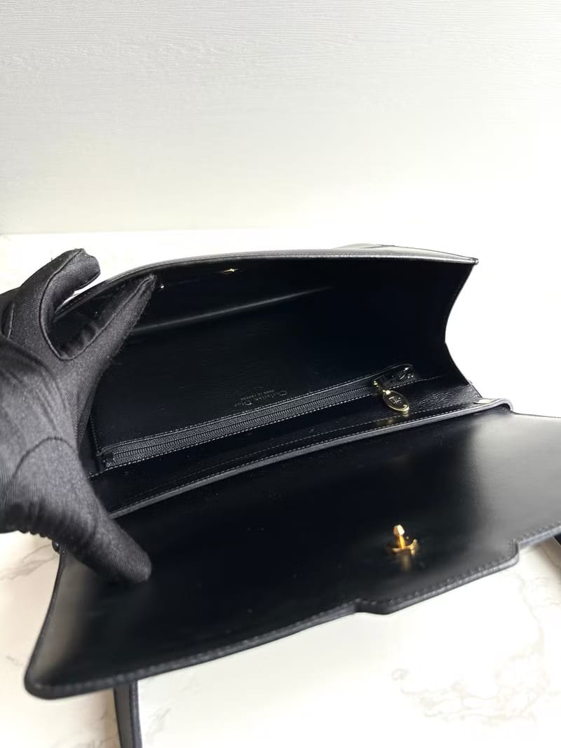 Dior black minimalist flap dual-purpose bag/shoulder bag/side bag/crossbody bag/second-hand bag