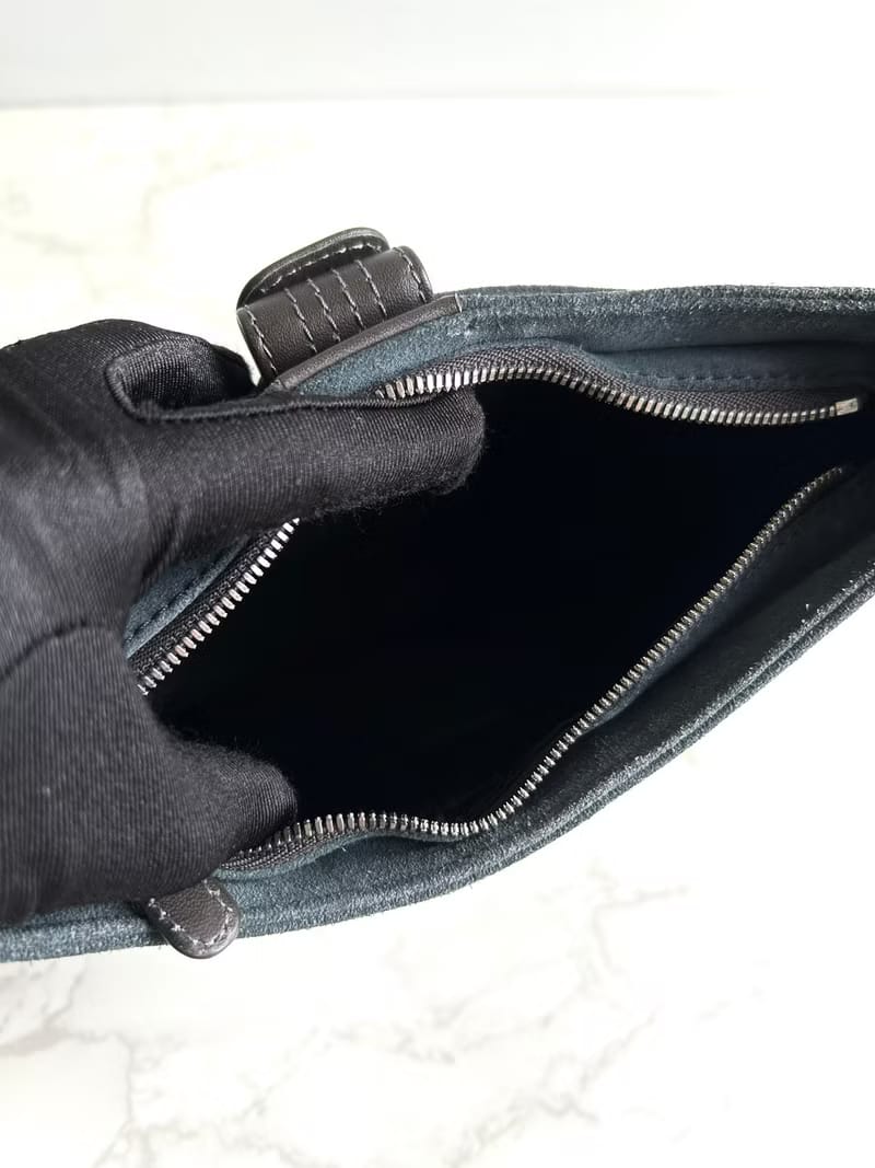 Rare Loewe Grey-Blue Leather Anagram Hobo Bag/Shoulder Bag/Crossbody Bag