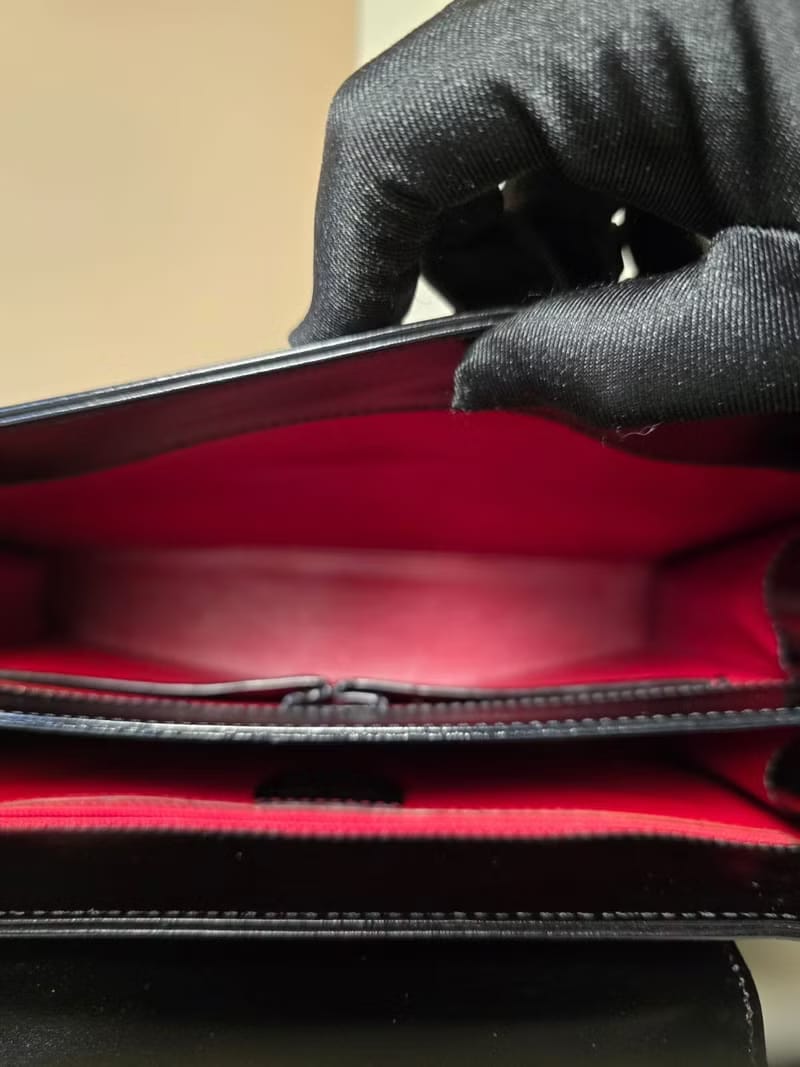 【LA LUNE】Rare second-hand Celine black flap Kelly leather messenger bag/side bag/handbag