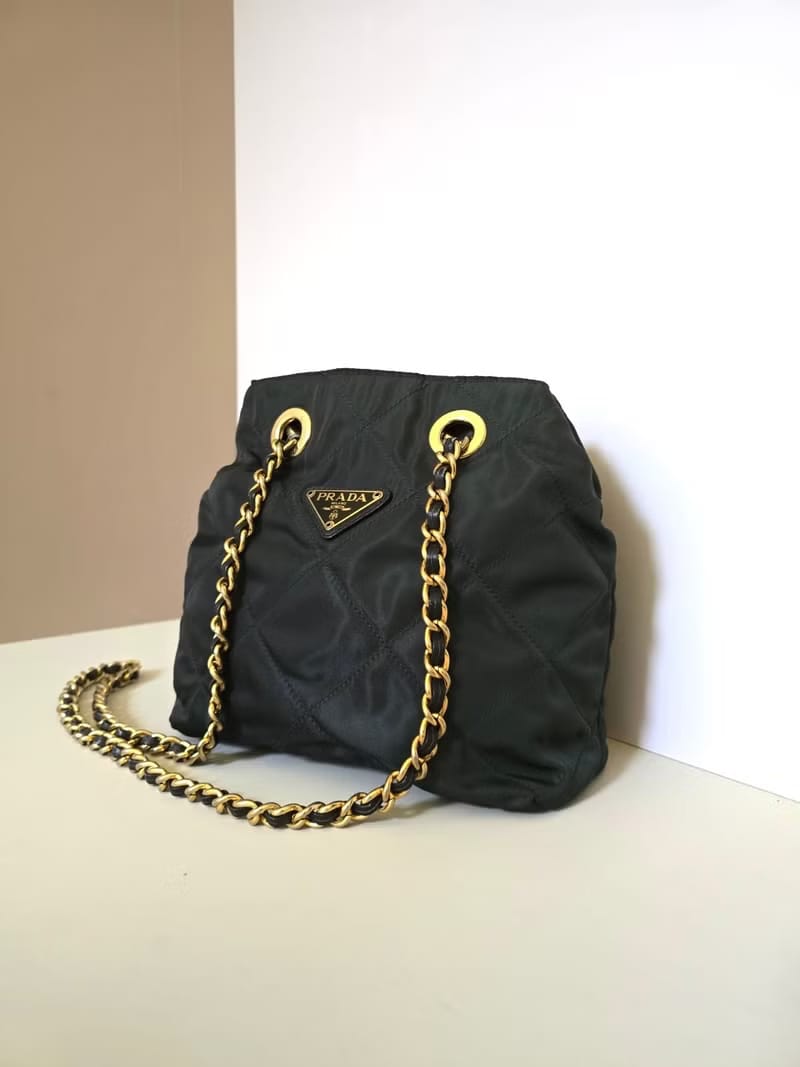 Prada暗橄欖綠色降落傘側背包/單肩包/托特包