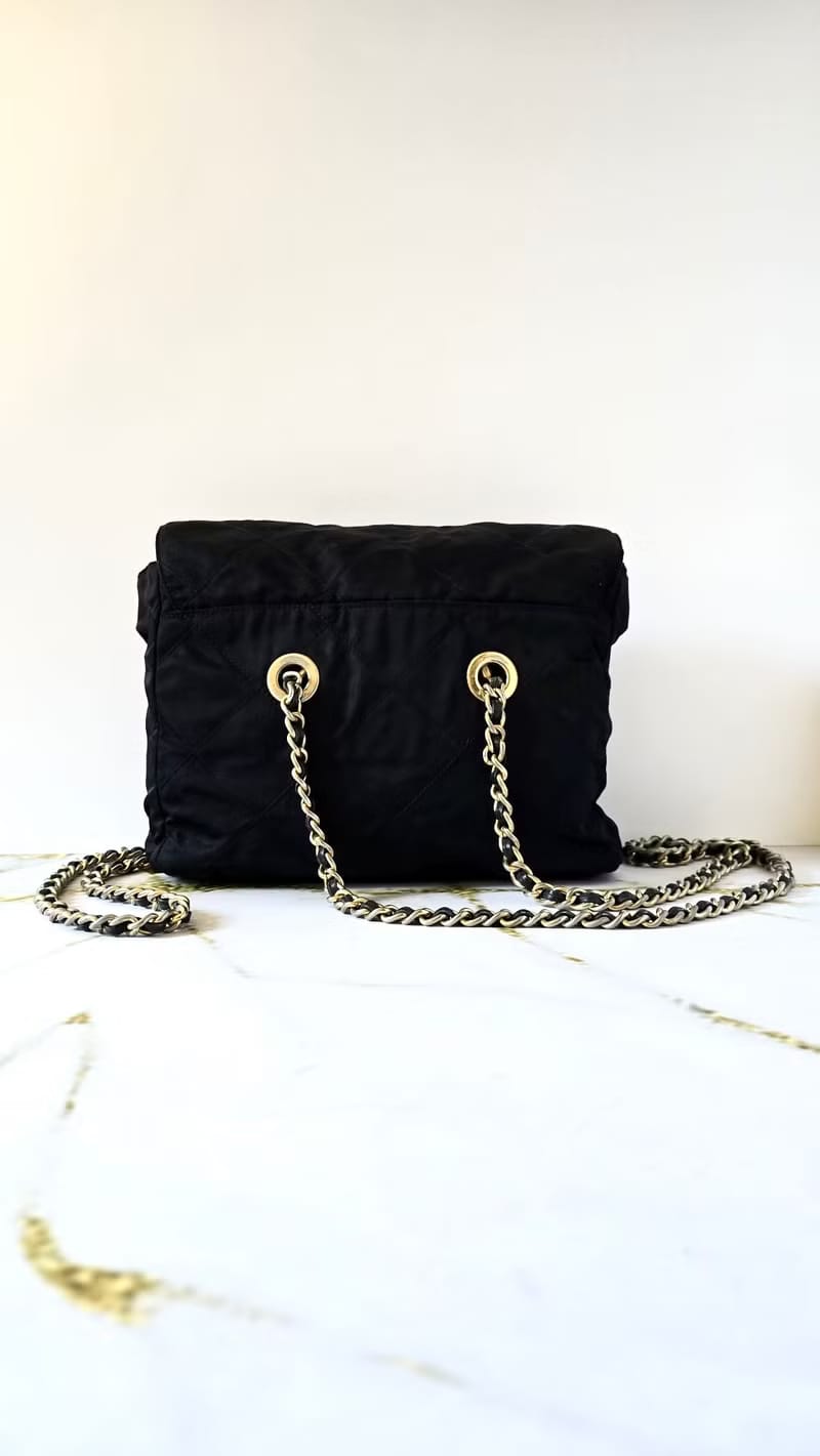 Prada黑色降落傘鏈子側背包/單肩包/斜背包