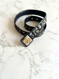 Dior dark blue monogram leather canvas women's belt