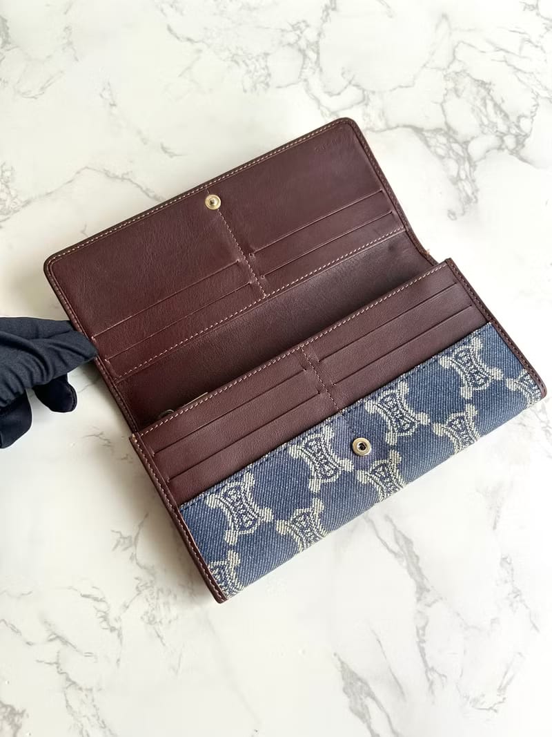 Celine 牛仔丹寧凱旋門皮夾/錢包/長夾