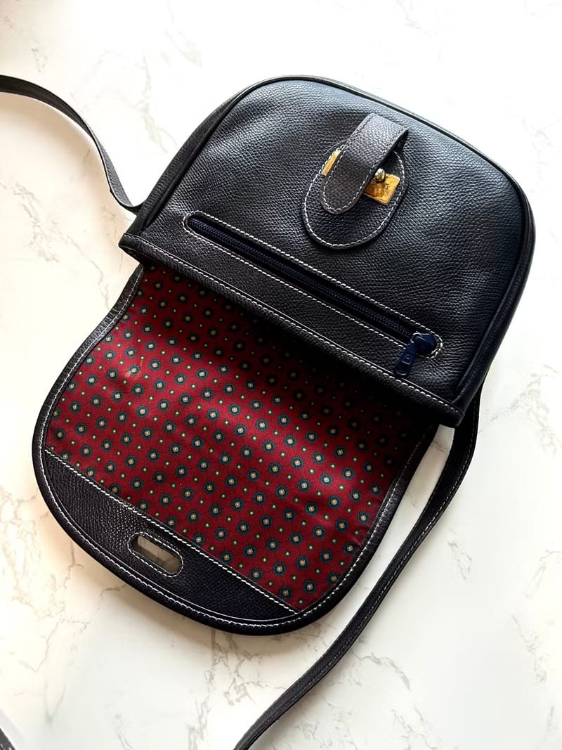 Loewe Black and Gold Anagram Saddle Crossbody Bag