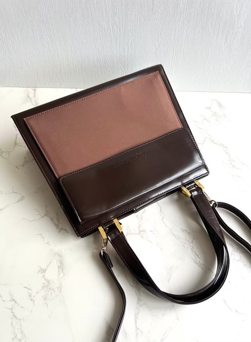 YSL Saint Laurent 拼色皮革凱莉包/斜背包/單肩包/側背包