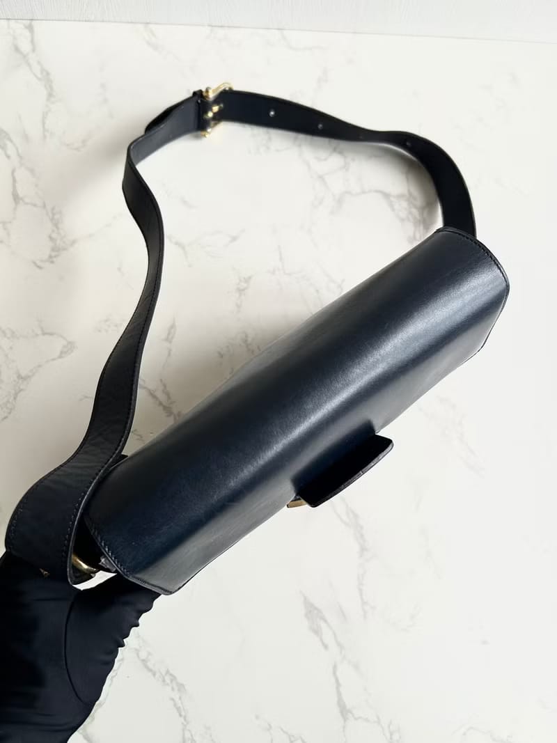 Celine Black Gold Double Triomphe Box/Shoulder Bag/Crossbody Bag
