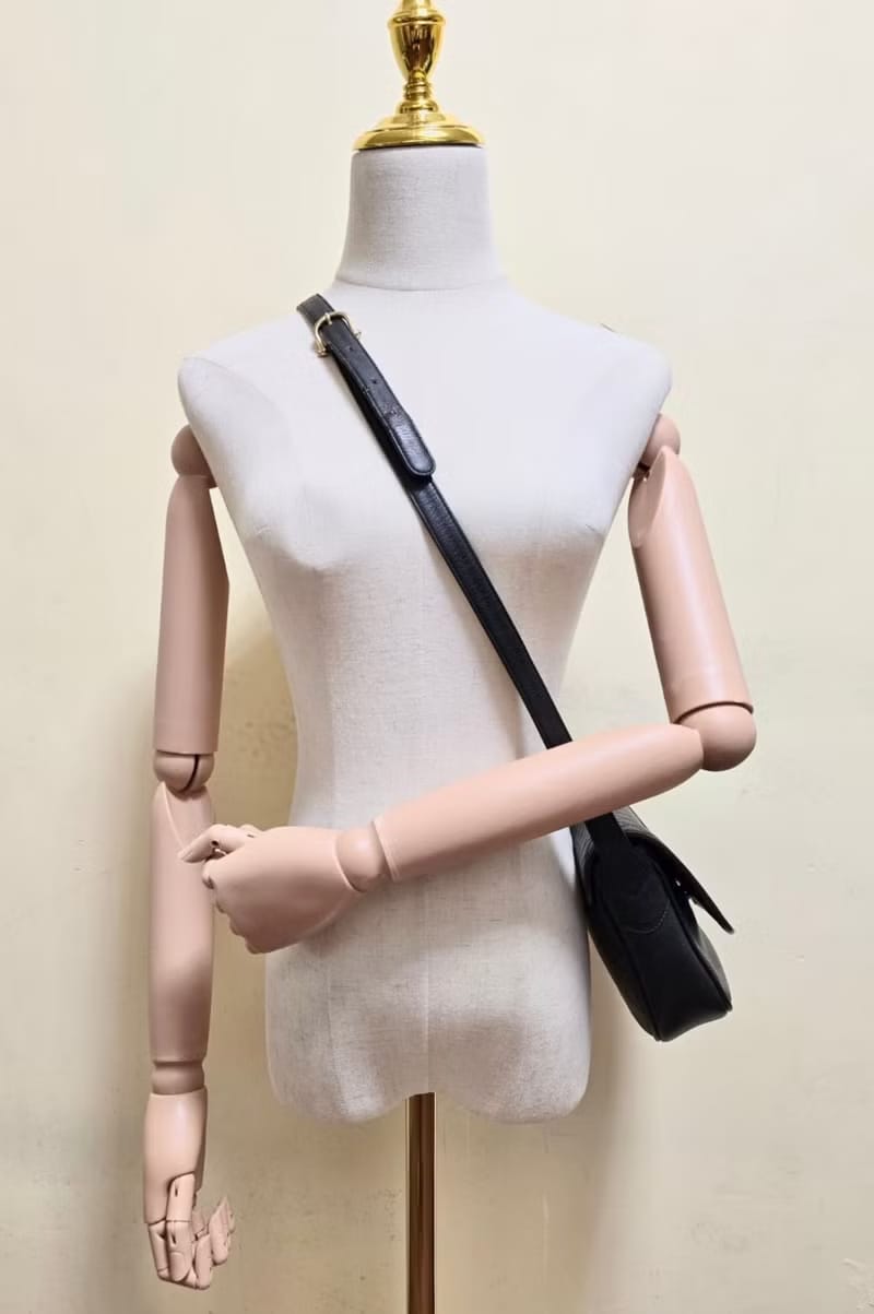 Celine black Arc de Triomphe saddle bag leather shoulder bag / side bag / oblique bag