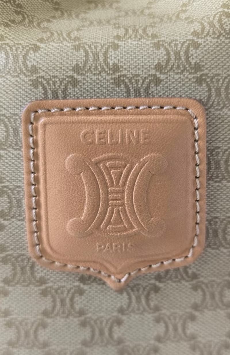 Celine米駝色老花中古水桶包/單肩包/斜背包
