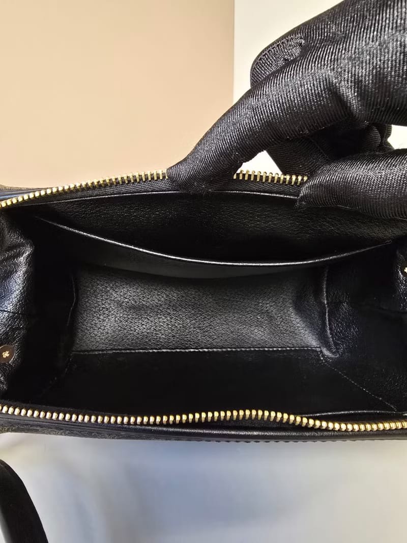 稀有中古二手Celine雲朵黑色金扣老花皮革側背包/斜背包/單肩包