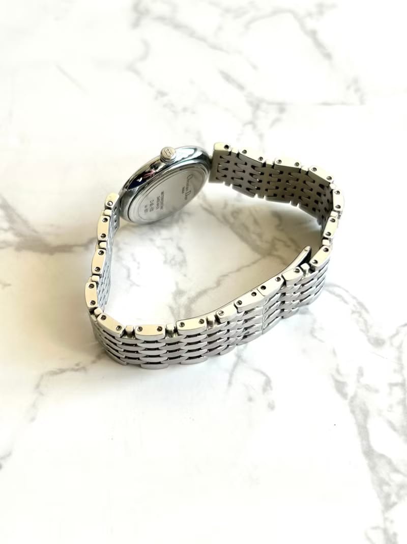 Dior灰銀色蜂巢圓盤手錶/古董錶