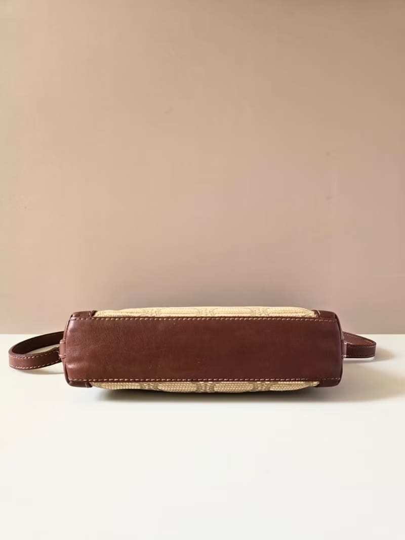 Celine raffia and leather saddle bag/side bag/crossbody bag