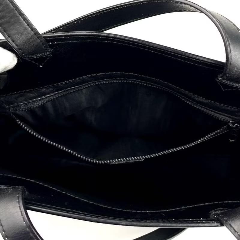 稀有中古二手Celine黑色銀吊鏈皮革托特包/側背包