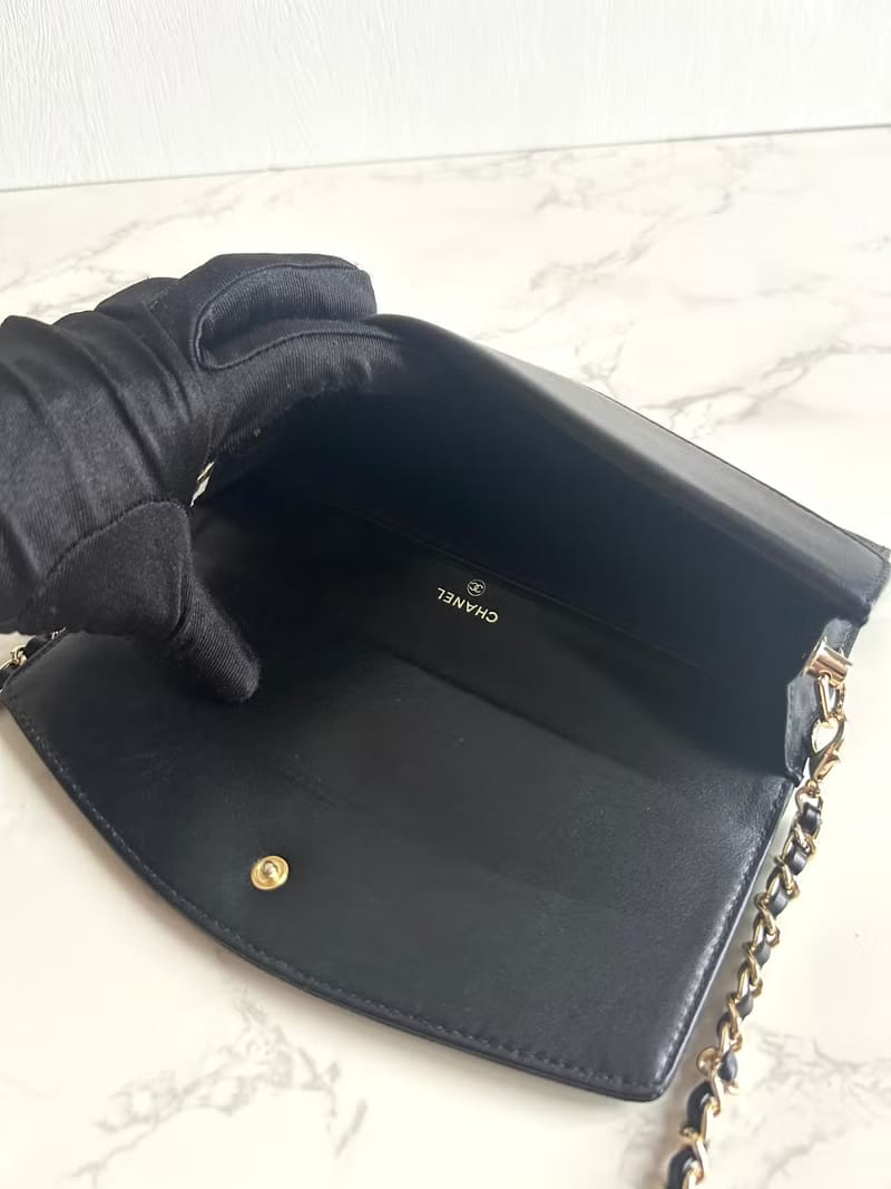 Chanel黑色魚子醬WOC單肩包/側背包/斜背包/長夾