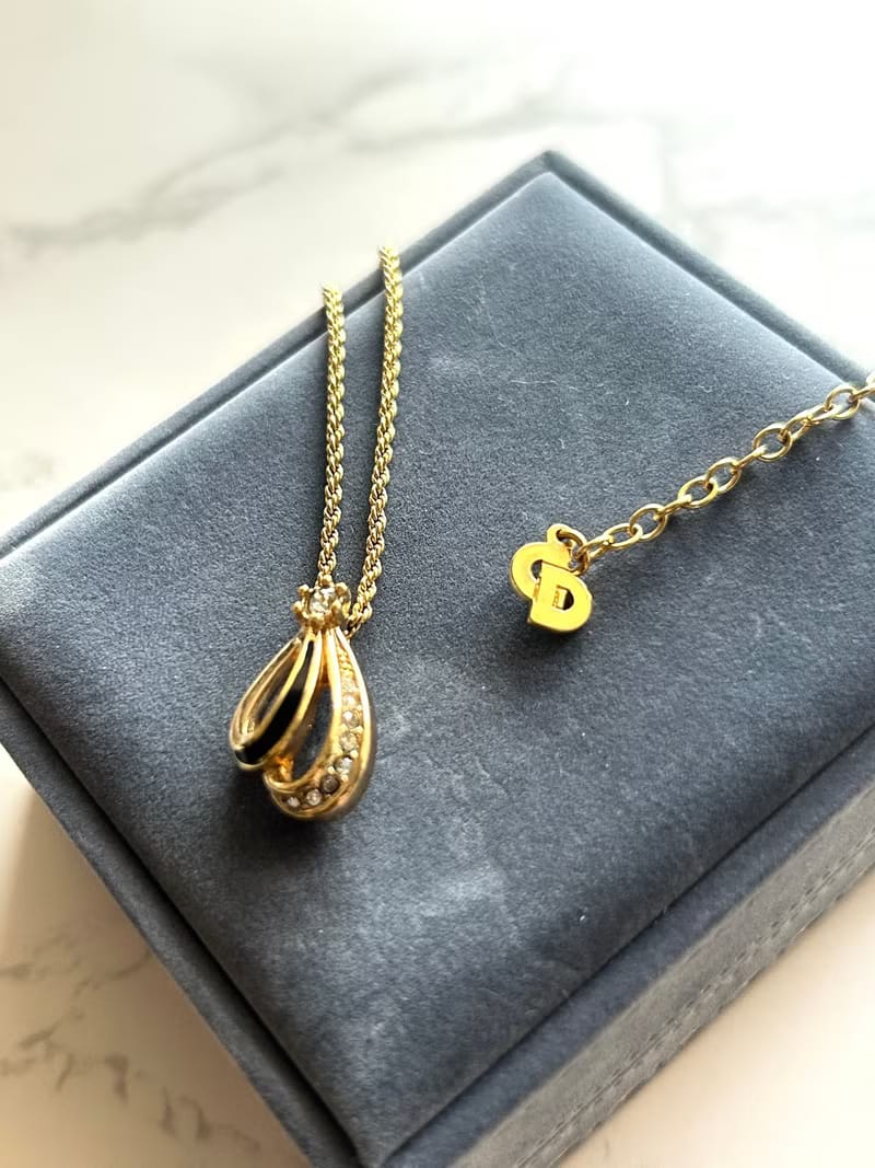 Dior 金色水鑽拼色復古頸鏈/項鏈/首飾飾品· 新春禮品