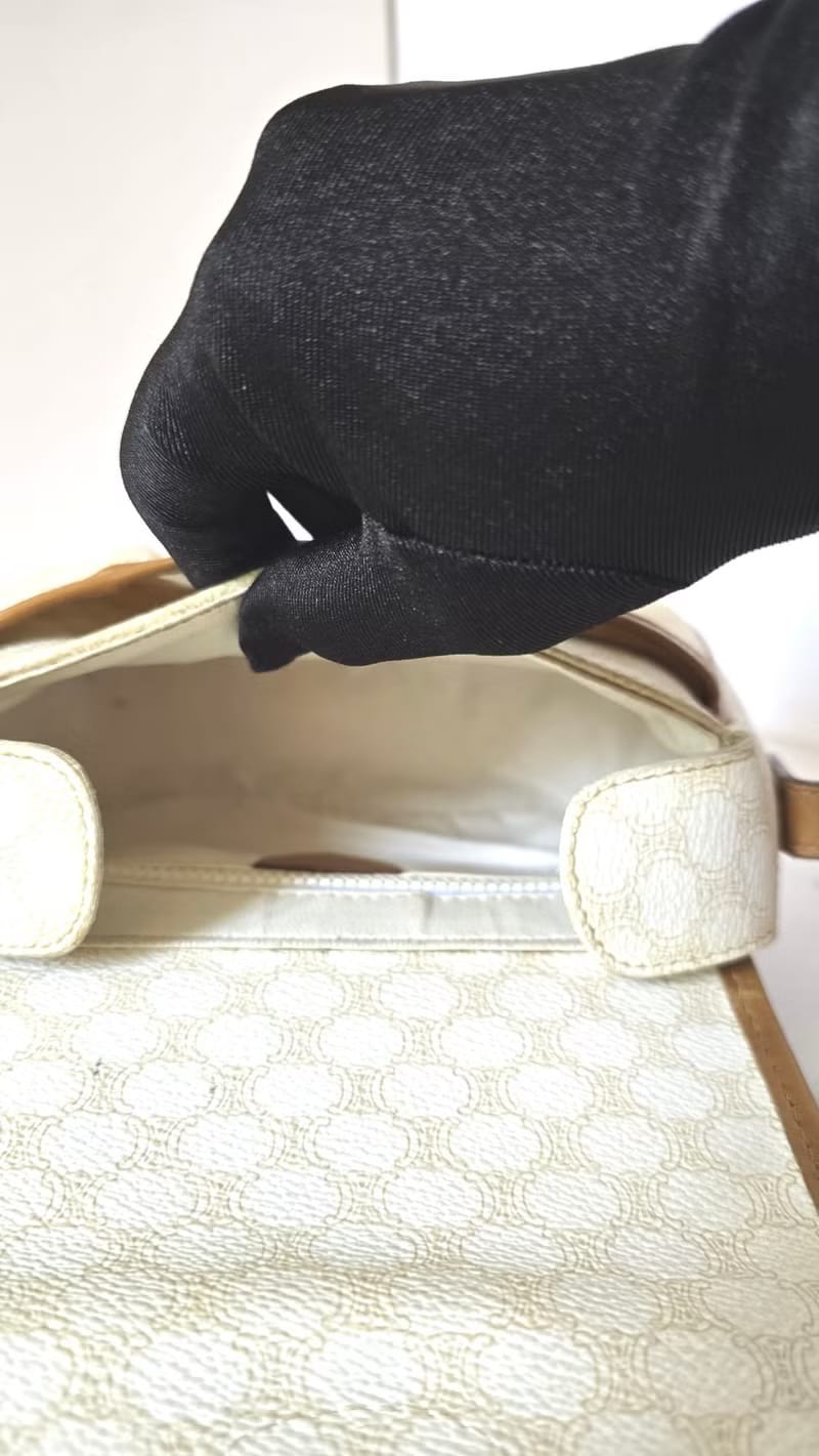 Celine白色老花小南瓜側背包/斜背包