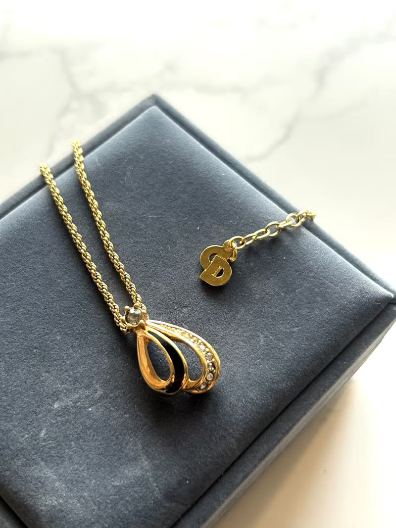 Dior 金色水鑽拼色復古頸鏈/項鏈/首飾飾品· 新春禮品