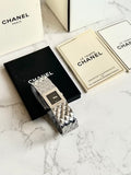 FULL SET✨Chanel Matelassé Black and Silver Vintage Watch/Quartz Watch/Women's Watch