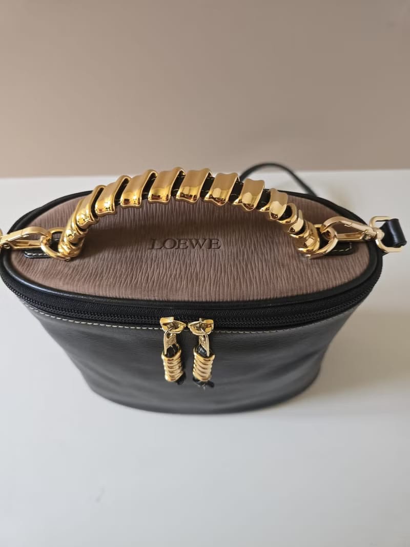Loewe金蛇骨Velazquez黑棕拼色Vanity盒子包/斜背包/側背包