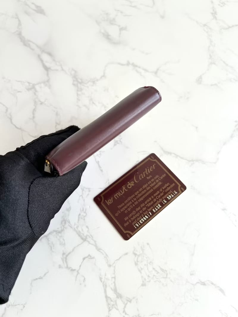 Cartier酒紅色錢包/皮夾/短夾