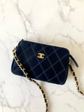 Chanel Black Silk Gold-Tone Buckle Shoulder Bag/Crossbody Bag