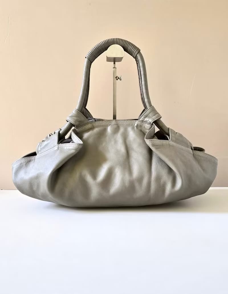 Loewe灰色納帕雲朵包/側背包/單肩包/腋下包