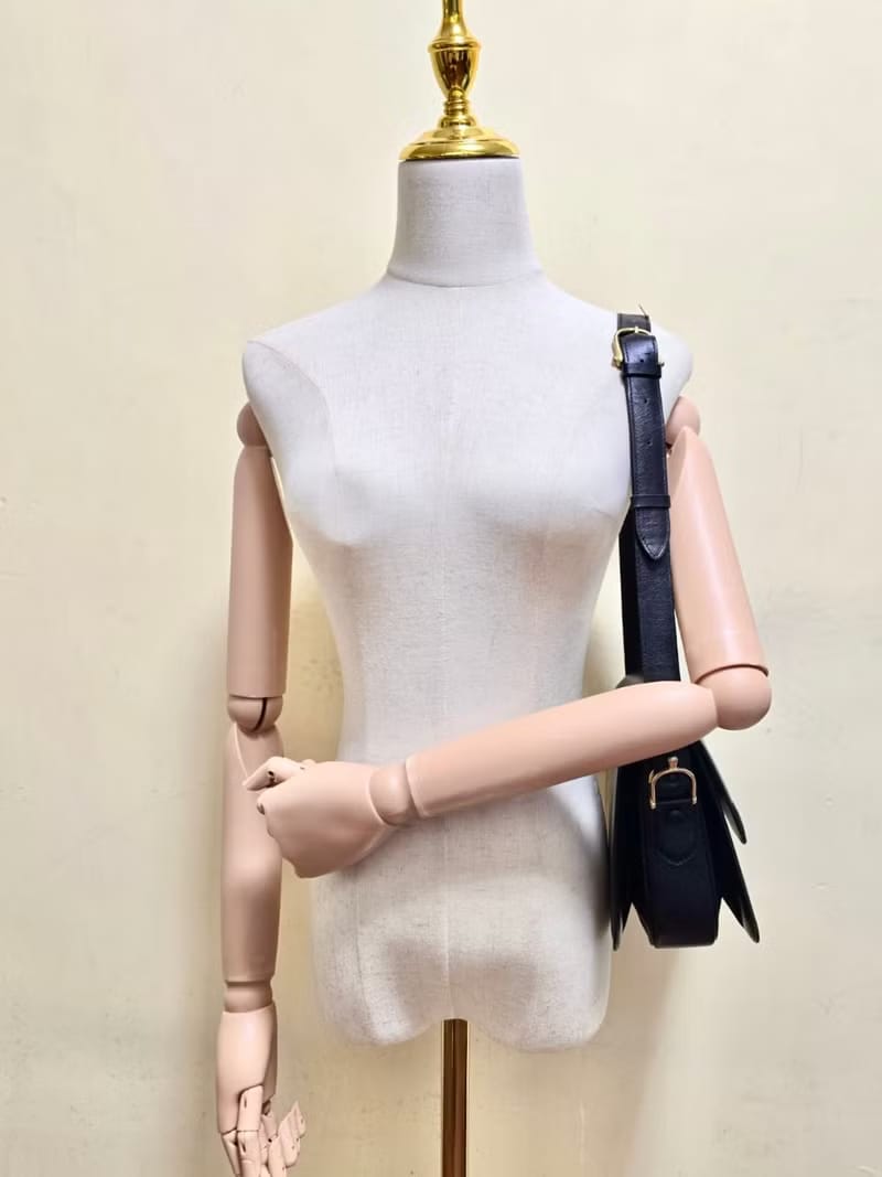 Celine Black and Gold Triomphe Flap Bag/Shoulder Bag