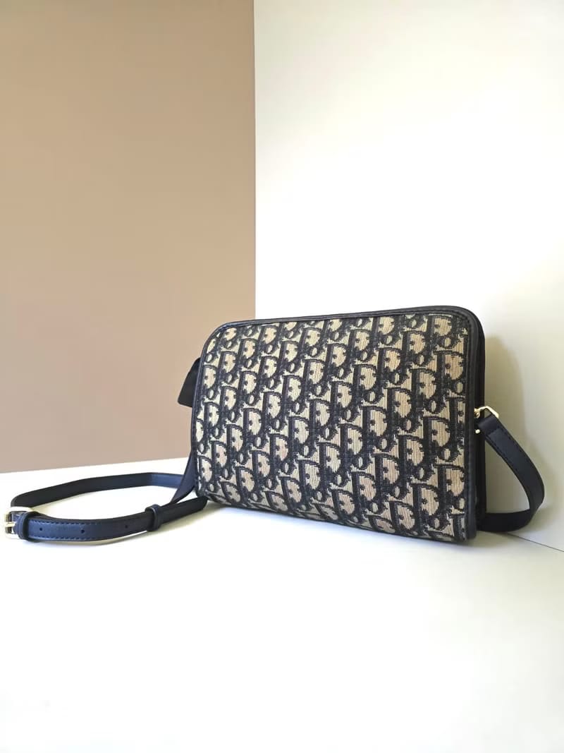 【LA LUNE】Second-hand Dior dark blue and black monogram shoulder bag/side bag