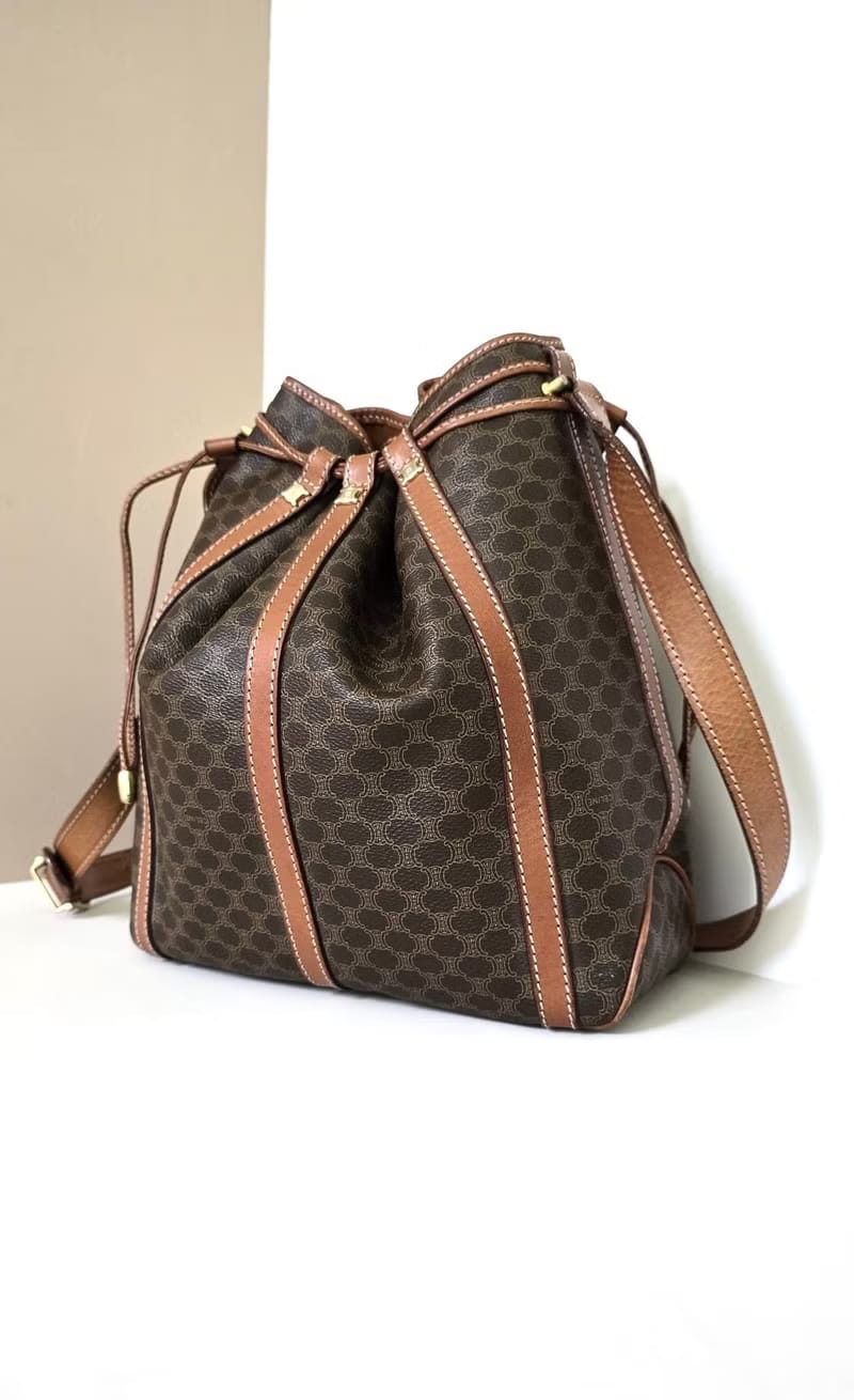 Celine 稀有多重凱旋門圖騰老花水桶包/側背包/斜背包