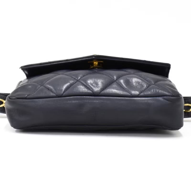 Chanel黑色金扣單肩包/腰帶包/側背包