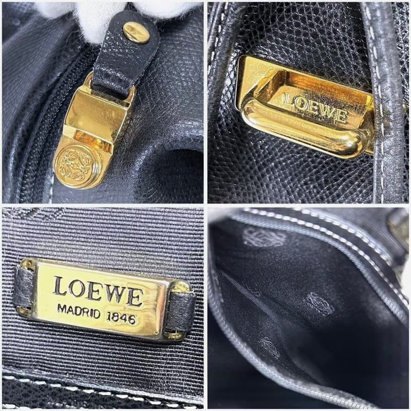 Loewe 黑色白線後背包 雙肩包