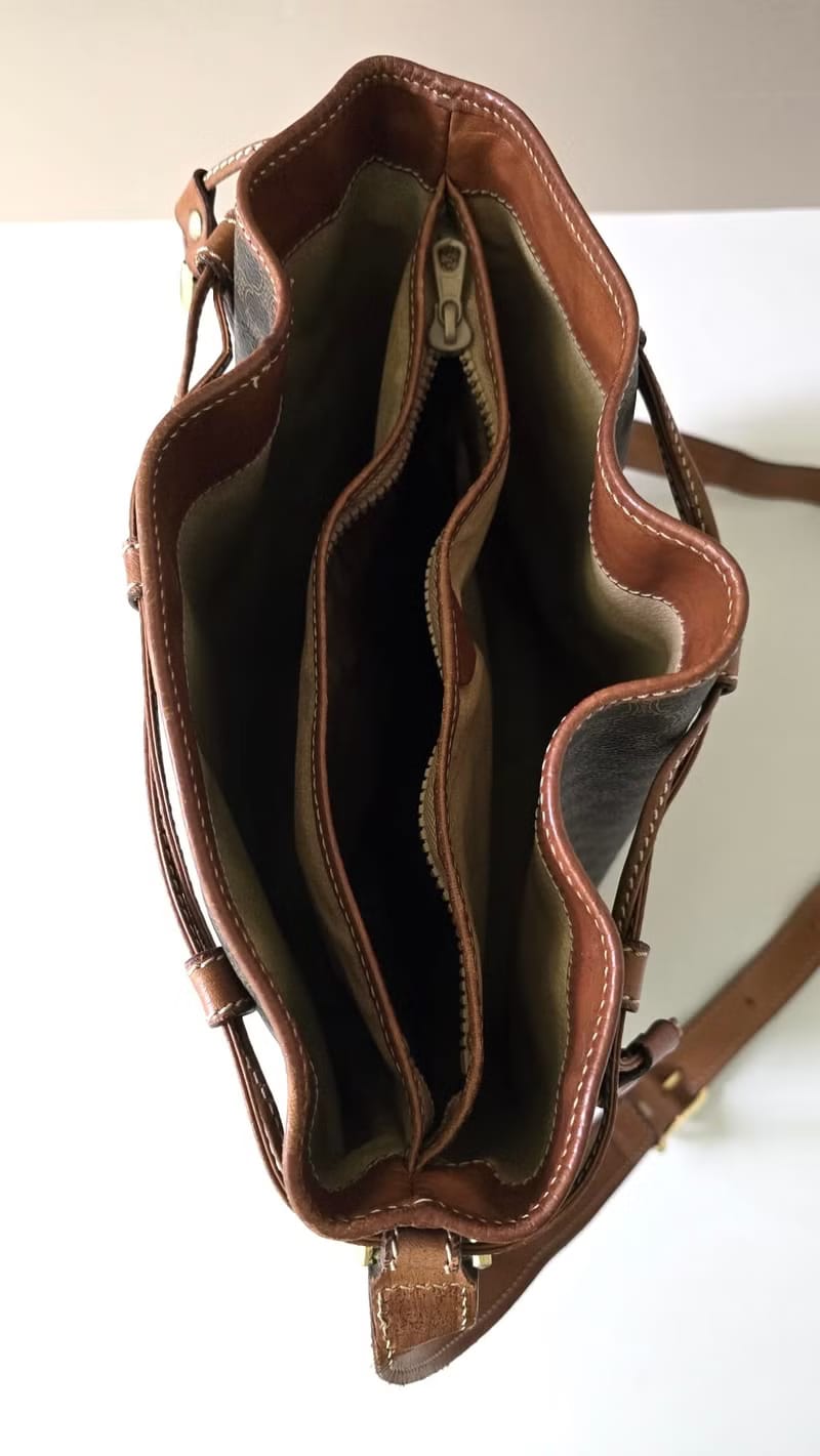 Celine 稀有多重凱旋門圖騰老花水桶包/側背包/斜背包