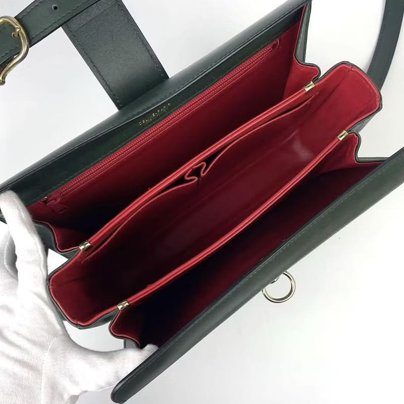Celine gold ring buckle leather antique box shoulder bag/side bag/oblique bag