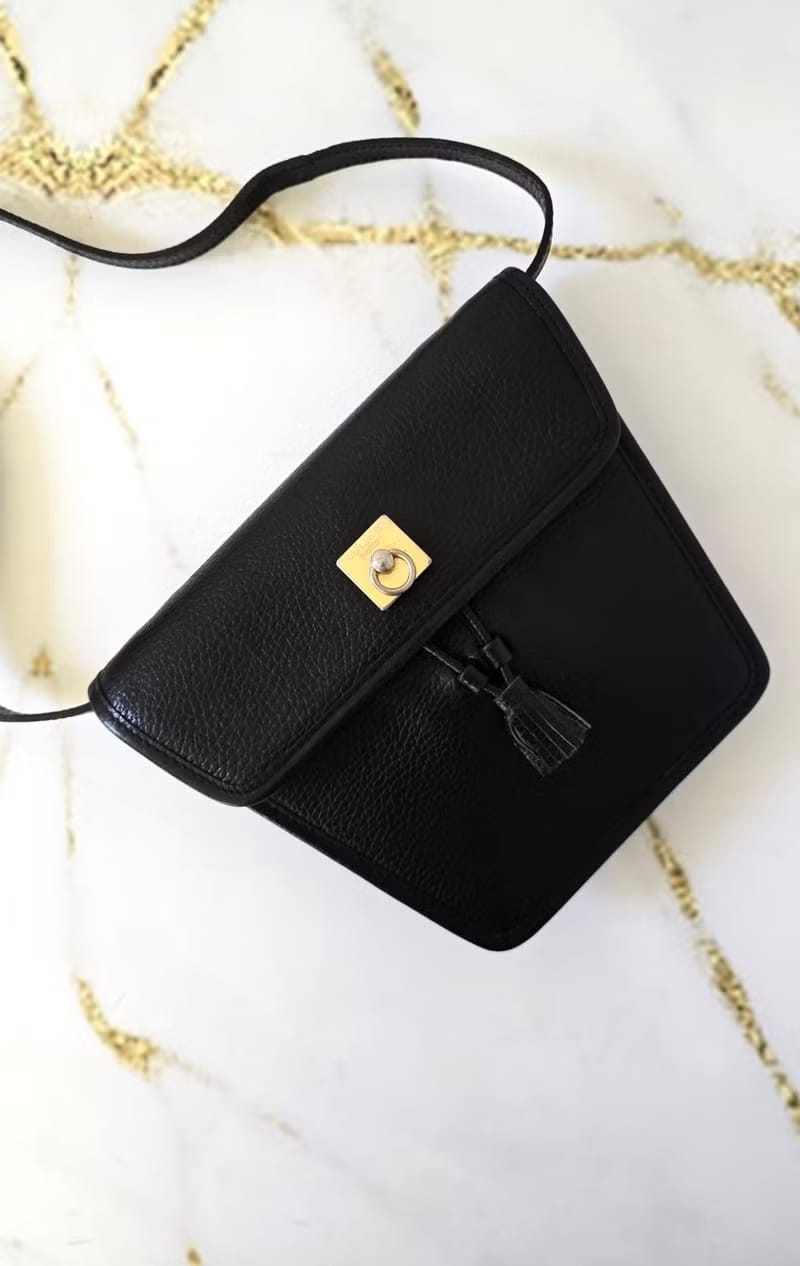 Celine黑色金扣流蘇薯條包/側背包/斜背包/單肩包