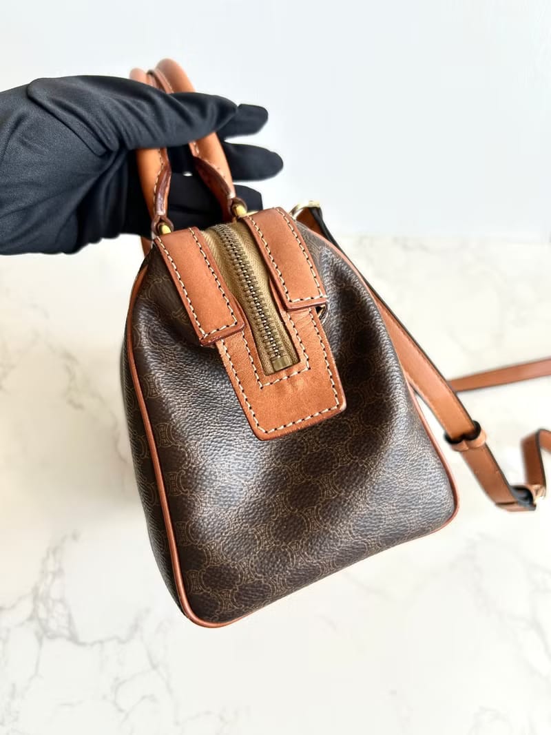 Celine迷你老花波士頓小包/斜背包/側背包/單肩包