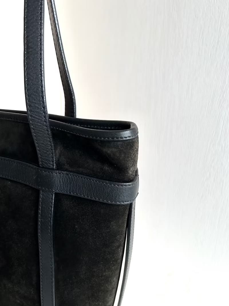 Loewe black leather bucket tote bag/side backpack/shoulder bag