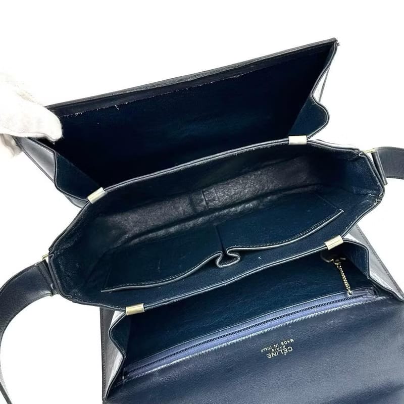 Celine Black and Gold Horse Carriage Buckle Bag / Shoulder Bag / Crossbody Bag