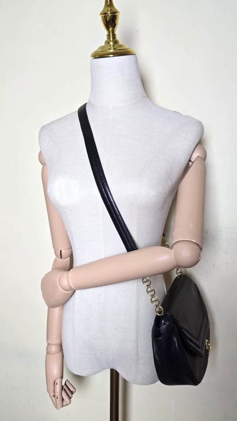 Dior Rare Black Caviar Yuanbao Bag / Shoulder Bag / Crossbody Bag