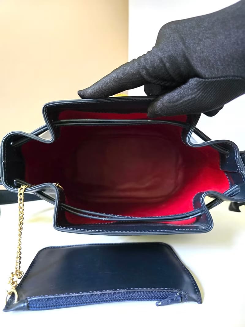 Celine Rare Black, Blue, and Gold Planet Bucket Bag / Shoulder Bag / Crossbody Bag