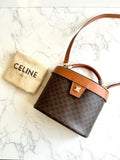 Celine Triomphe Canvas Vanity Half Moon Box Bag / Crossbody Bag / Shoulder Bag