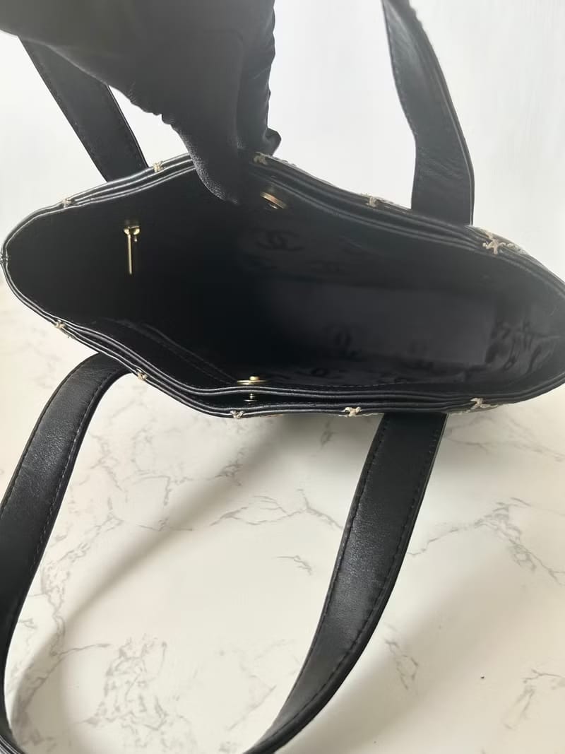 Chanel Vivian黑色皮革托特包/單肩包/側背包