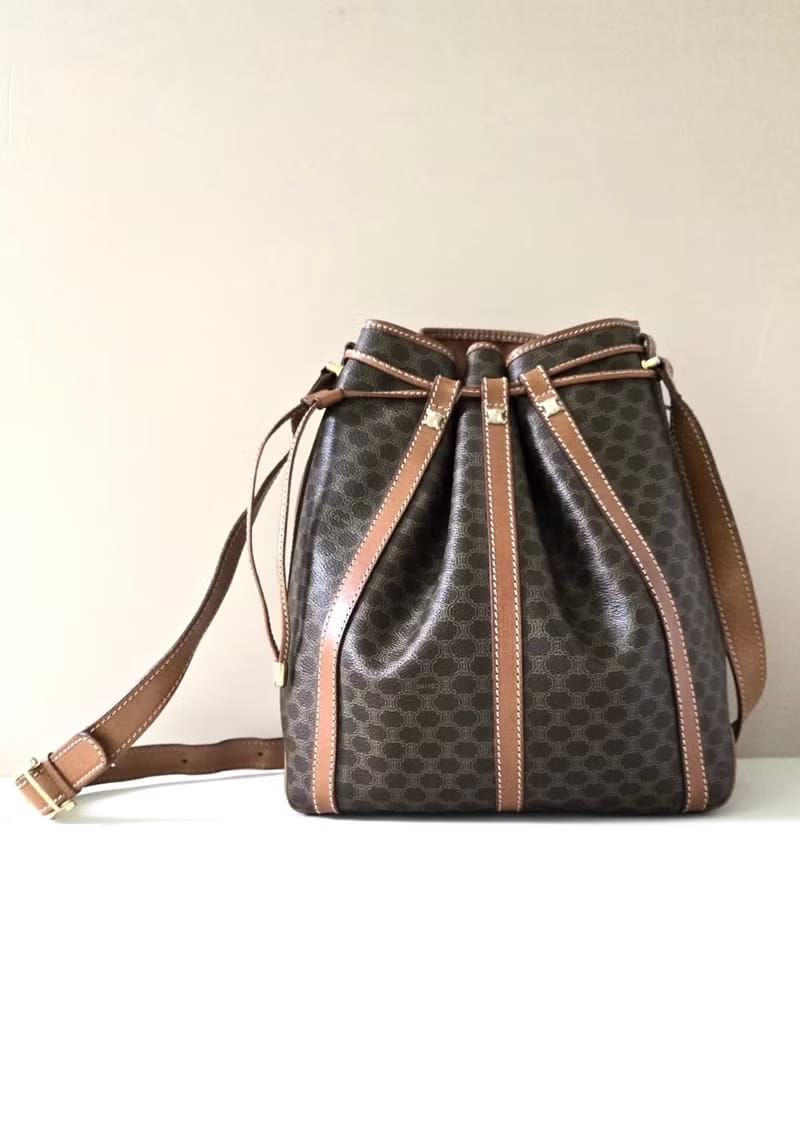 Celine 稀有多重凱旋門圖騰老花水桶包/側背包/斜背包