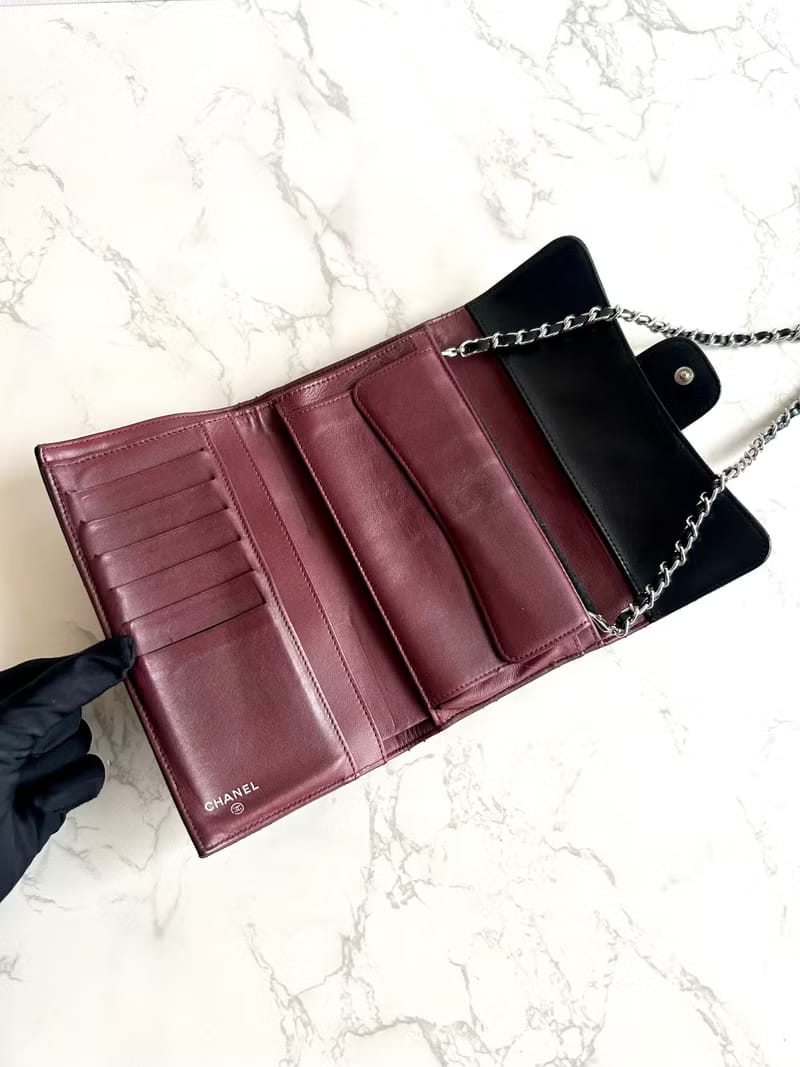 Chanel Black Classic Matelassé Flap WOC Leather Bag/Shoulder Bag/Crossbody Bag/Wallet