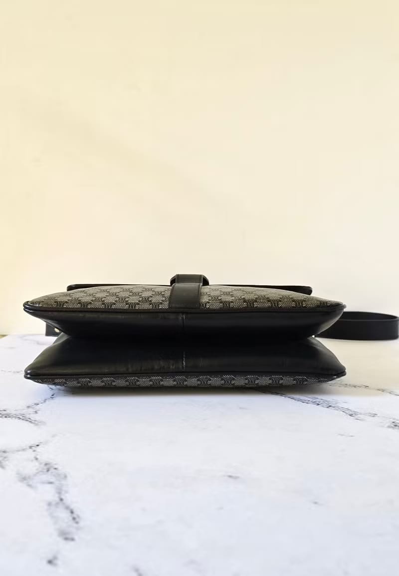 Celine黑灰色凱旋門豆腐包/單肩包/側背包/斜背包