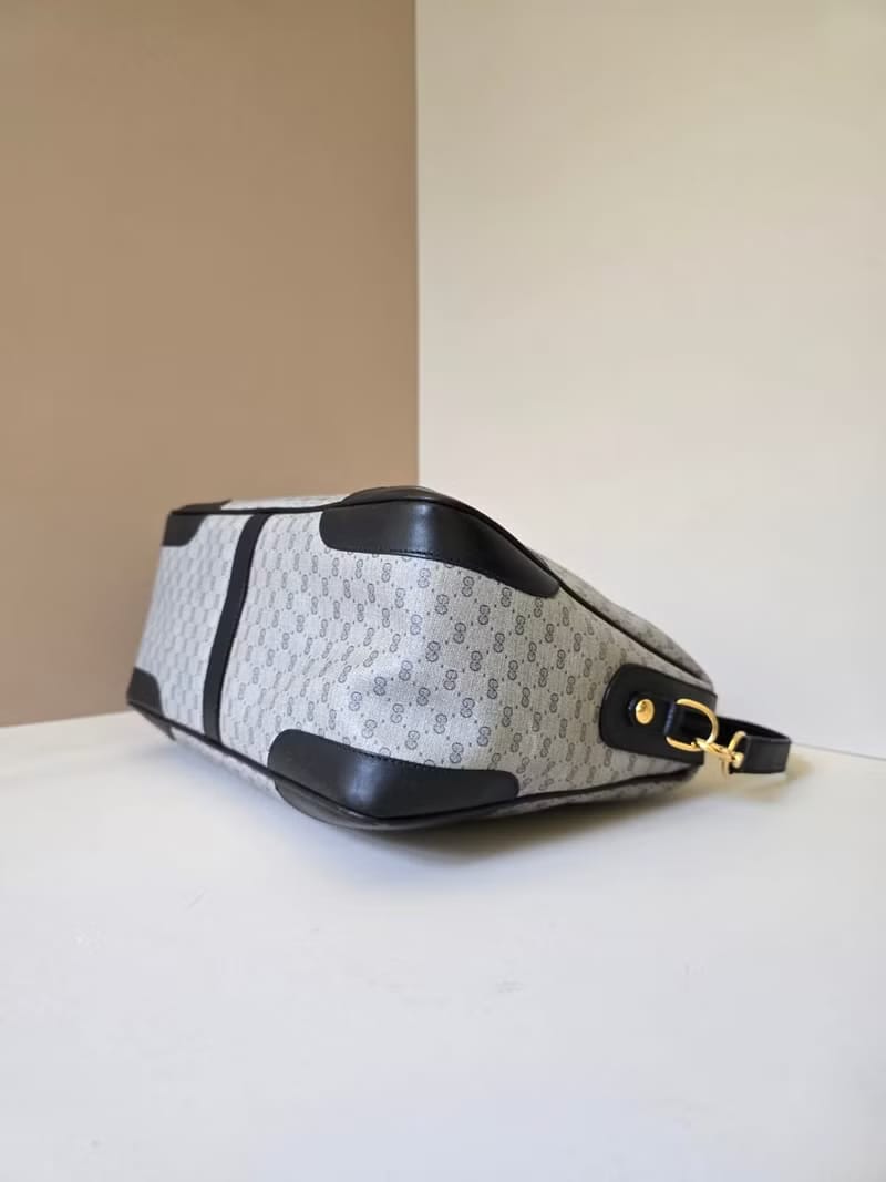 中古二手Gucci復古藍色老花波士頓斜背包/單肩包/側背包