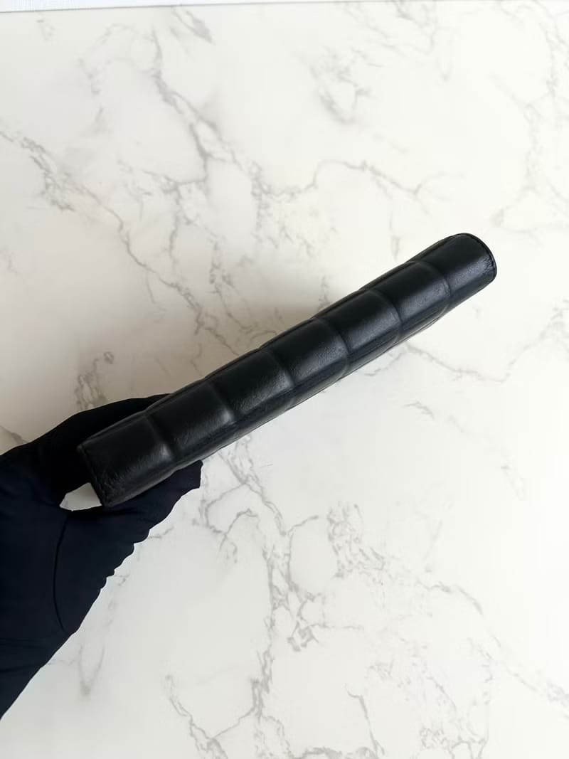 Chanel黑金冰格牛皮皮革長夾/錢包